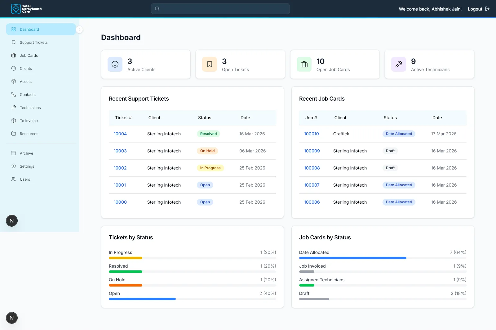 Total Spraybooth Care - Field Service Management Platform